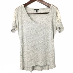 J.Crew• Gray baggy loose fit oversized tee shoulder crochet lace detail